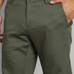 allen solly Men Regular Fit Green Cotton Blend Trousers image 5