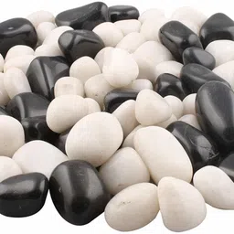 vannef Stone Natural River Pebbles for Indoor Outdoor Garden & Aquarium Decoration (Black&White, 500gm) Polished Angular, Asymmetrical Marble Stone-picture-25