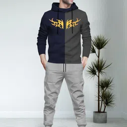 blive Men Night Suit Set Blue, Grey Printed image 1