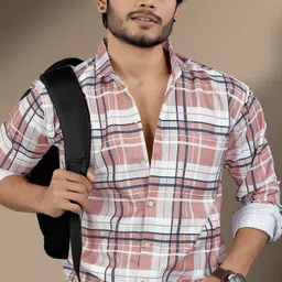 marmic fab Men Comfort Fit Fit Checkered Cut Away Collar Casual Shirt-picture-18