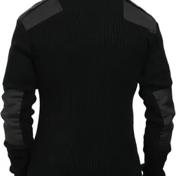 onebit Men Self Design V Neck Black Sweater image 2
