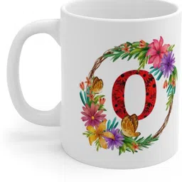 festivecraft Floral Alphabet Letter O Gift for Friend Boyfriend Girlfriend HD Printed Ceramic Coffee Mug image 3