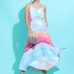 tokyo talkies Women A-line Blue Maxi/Full Length Dress image 1