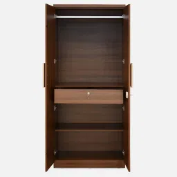 nilkamal Rova 2 Door Wardrobe with Mirror in Light Walnut Finish image 3