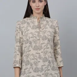 cantabil Casual Regular Sleeves Printed Women White, Grey Top-picture-13