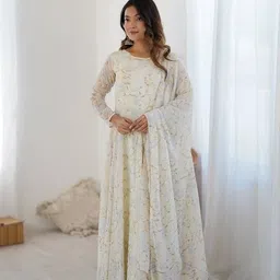 vastraveda Printed Georgette Stitched Anarkali Gown image 4