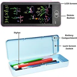 ablue clipper 2 in 1 LCD Drawing Art Plastic Pencil Box image 2
