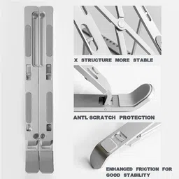 RECTITUDE Laptop Stand, Fold-Up, Adjustable, Ventilated, Portable Laptop Holder for Desk Aluminium Desk Stand Laptop Stand with Adjustable Height Compatible with Universal Laptops image 3