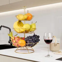 prime krafts 3 Tier Modern Storage Organizer Stand for Kitchen Dining Table and Livingroom Iron Fruit & Vegetable Basket image 2