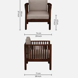 woodsworth from pepperfry Gistrup Sheesham Wood 1 Seater Sofa In Honey Oak Finish image 3