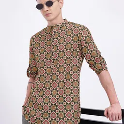 anouk rustic Men Printed Polyester Straight Kurta-picture-24