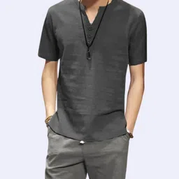 guys hub Men Solid Cotton Blend Straight Kurta-picture-12
