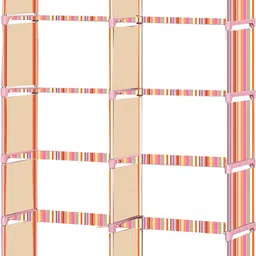 flipkart perfect homes studio Orange Strip Print 12 Shelf Book Organizer Metal Open Book Shelf image 3