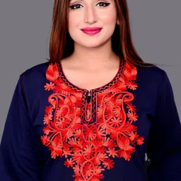 fambee Women Embroidered Wool Straight Kurta image 4