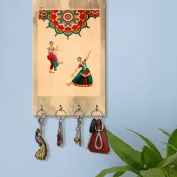 999store Dancing Lady Multicolour MDF 4 Hooks Key Holder image 1