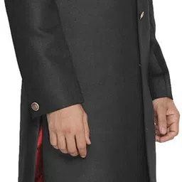 VM VM by Vastramay Men's Black Polyester Lurex Blend Sherwani Set Solid Sherwani image 3