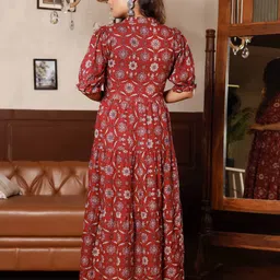 presha Women Fit and Flare Maroon Maxi/Full Length Dress image 2