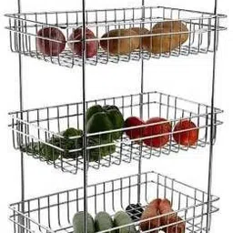 vivek sales Steel Multipurpose 4 Layer Fruit and Vegetable Storage Basket Trolley for Home Organizer Stand with Wheel Steel Kitchen Trolley (Pre-assembled) Stainless Steel Kitchen Trolley-picture-20