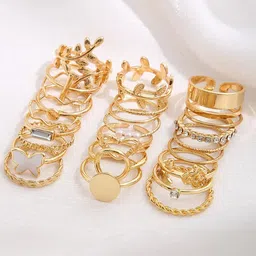 jewels galaxy Designer stackable ring combo for women/girls Alloy Gold Plated Ring Set image 3