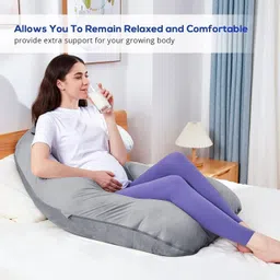 villagers Microfibre Pregnancy Pillow Pack of 1 Solid LUXURY image 2