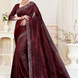 smitsaree Embellished, Embroidered Bollywood Chiffon, Organza Saree-picture-20