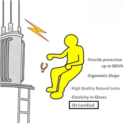 stylera 1 PAIR 33KV Electrical Natural 33000 V Test Potential, 11000 V Working Potential Latex, Rubber Safety Gloves image 3