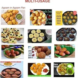 jiggl Aluminium Cookware Set 1 Appam Patra With Lid, 1 Dosa Tawa with Spatula K3 Paniarakkal Set with Lid 0 L capacity 21 cm diameter image 5