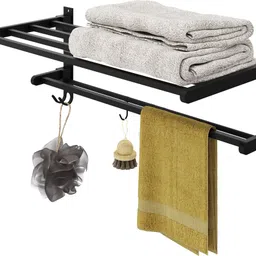 gloxy Durable Foldable Bathroom Rack | Wall-Mount Towel Stand & Shelf Stainless Steel Toilet Paper Holder image 5