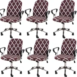 Polyester Snapdex Stretch Print Computer Office Chair Cover (Pack of 4) Polyester Snapdex Stretch Print Computer Office Chair Cover (Pack of 6) Sofa Fabric-image-33