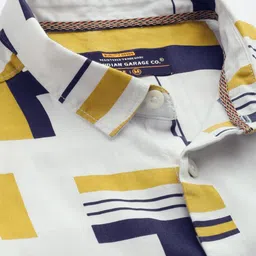 the indian garage co. Men Slim Fit Printed Cut Away Collar Casual Shirt image 2