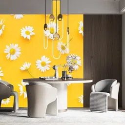 Vinyl Floral & Botanical Yellow, White Wallpaper-image-97