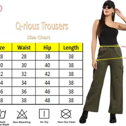 q-rious Women Flared Grey Cotton Blend Trousers image 5