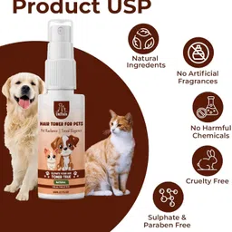 unitailz Hair Toner Spray for Dog & Cat | Cleans & Strengthening, Hair Fall Control, 120 ml Pet Coat Cleanser image 3