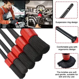 ccmm Universal Red/Black Wet & Dry Cleaning Brushes Set Of 5 For Car-55 Wet and Dry Duster Set image 2