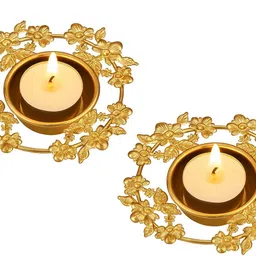 arxyz Metal Tealight Holder Set Decorative Diya Stand Festive Décor (Pack of 2) Iron 1 - Cup Tealight Holder Set image 5