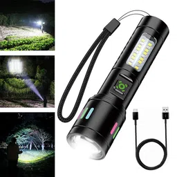 regals choice Mini Telescopic Zoom Usb Rechargeable Waterproof Metal Led Torch Light Torch-picture-20