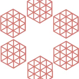 pepplo PVC Coaster Heavy-B2-Triangle-Red_6,Pack of 6 Silicone Trivet-picture-29