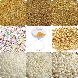 crafts haveli Pearl Beads Moti Combo Kit Jewelry Bracelet Making 1700 Pcs-picture-32