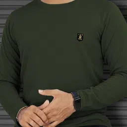 vebnor Men Solid Round Neck Polyester Green T-Shirt-picture-17