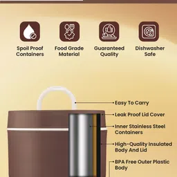 sanjeev kapoor By Classic Essentials Luscious Microwave, Insulated Tiffin Set with Bag&Cutlery 4 Containers Lunch Box image 3