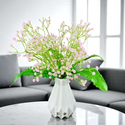 Baby’s Breath with Majesty Vase | 5Pcs Light Pink Gypsophila Décor Artificial Plant with Pot-image-86