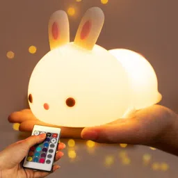 hujai Bunny Night Light for Kids Room, Rechargeable Remote Control 16 Color Changing Night Lamp-picture-32