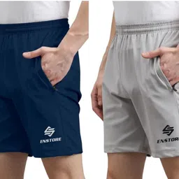 enstore Pack of 2 Self Design Men Multicolor Basic Shorts-picture-20