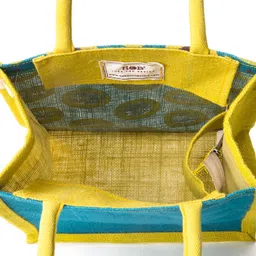 h&b Multipurpose Waterproof Unisex Jute Lunch Bag - - Sunflower - Blue Waterproof Lunch Bag image 4