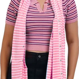 kowsi Soft Mother's Nursing & Feeding Shawl Pink stripes Feeding Cloak image 4