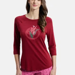 jockey AW46 Women Graphic Print Round Neck Modal Red T-Shirt-picture-11