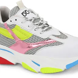 doda Colorblock Flat Sneakers with Ultra Soft Cushion Lace-Up All-Day Comfort Shoes| Running Shoes For Women image 2