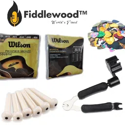 fiddlewood™ Acoustic COMBO OF STRING SET , 5 PIECE CELLULOID PICKS , STRING CUTTER WINDER PULLER , 6 BRIDGE PINS & PICK HOLDER FOR ACOUSTIC GUITARS Guitar String-picture-11