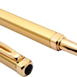 ledos Polo Mini Ball Point Pen Brushed Gold Square Metal Body Golden Trims Blue Refill Ball Pen-picture-10