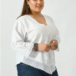 saakaa Casual Regular Sleeves Solid Women White Top image 5
